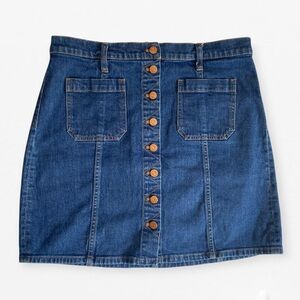 Madewell Blue A-Line high-waist Casual button front Jean Mini Skirt size 32